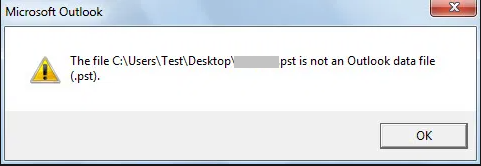 PST is not an Outlook Data File Error